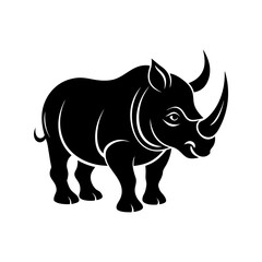 rhinoceros with bold horns vector illustration