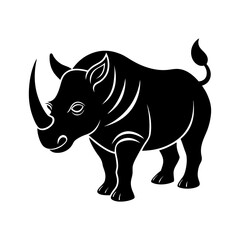 rhinoceros with bold horns vector illustration