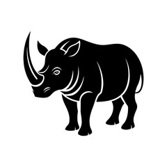 rhinoceros with bold horns vector illustration