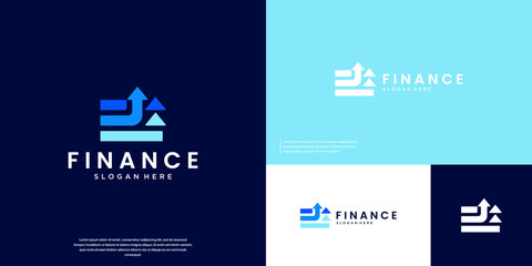 digital finance logo with arrow concept, symbol of growth, modern investment, graphic design illustration.