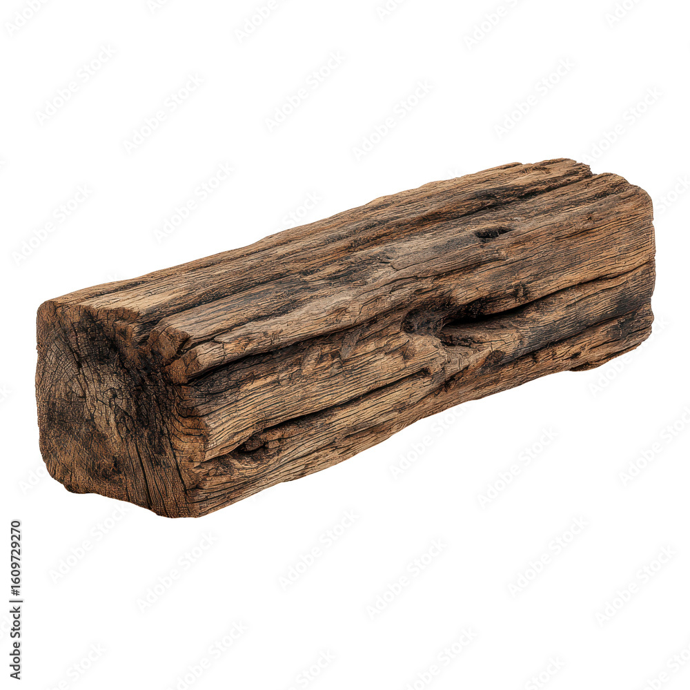 Poster decorative piece of weathered wood resting on a surface in a studio setting highlighting its natural