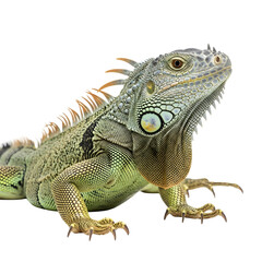 Obraz premium Green iguana portrait against black background
