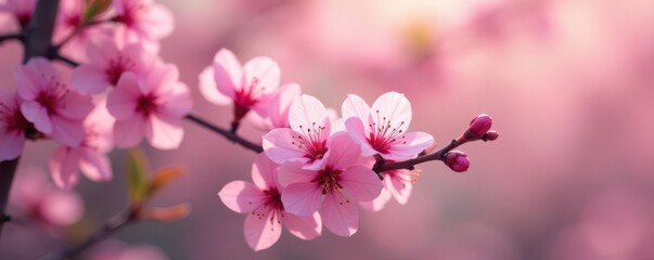 Delicate pink blossoms, soft focus, gentle light, macro, botany, pretty