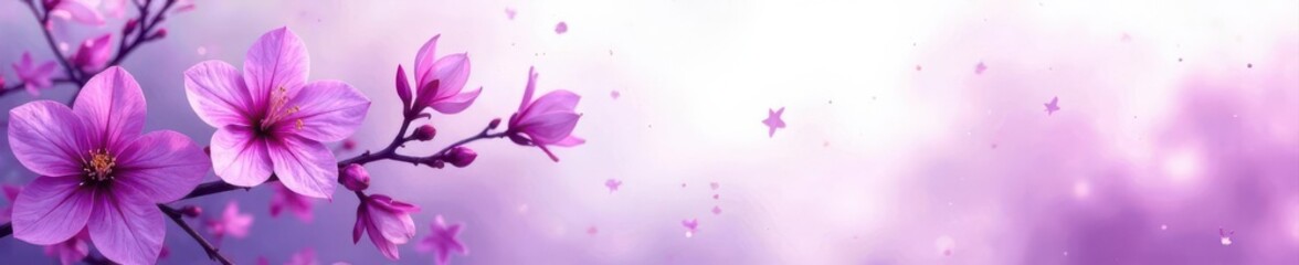 Obraz premium Elegant purple blooms, watercolor wash background, soft, romantic