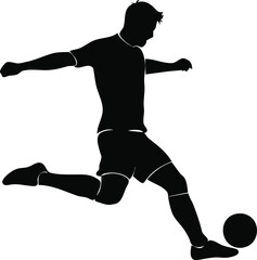 Dynamic silhouette of a soccer player executing a powerful kick
