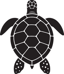 Obraz premium Turtle silhouette with hexagonal pattern, Black and white turtle vector art