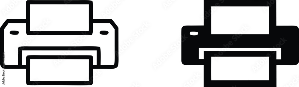 Poster black and white printer icons with paper printing document vector bundle collection set pack object 