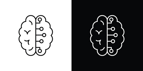 Brain circuit icon linear vector icon. Editable stroke lines.