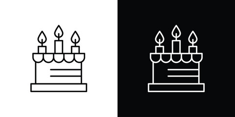 Cake birthday icon linear vector icon. Editable stroke lines.