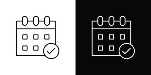 Calendar check icon linear vector icon. Editable stroke lines.