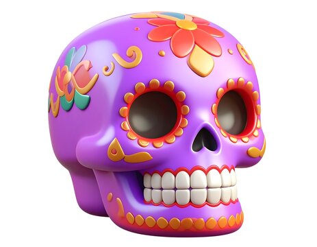 Colorful skull with intricate floral design