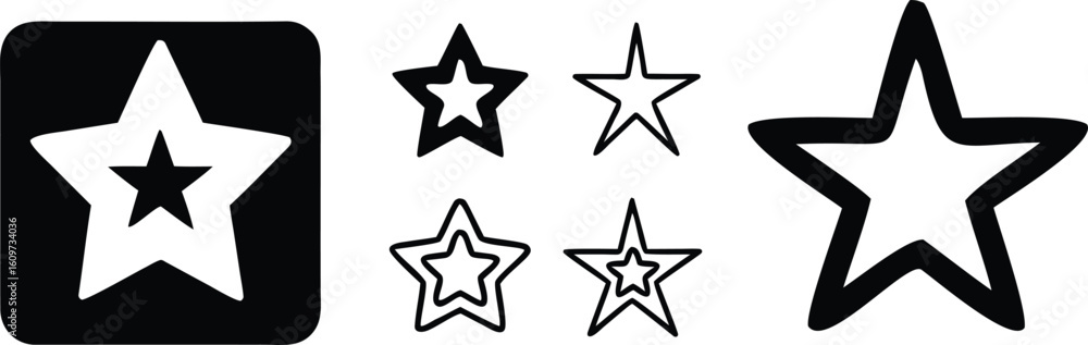 Aufkleber black and white star shapes symbol graphic vector bundle collection set pack object template element