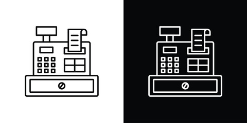 Cash register icon linear vector icon. Editable stroke lines.