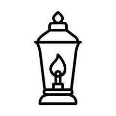 oil lamp line art vector illustration