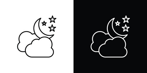 Cloud moon icon linear vector icon. Editable stroke lines.