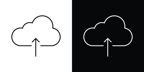 Cloud upload icon linear vector icon. Editable stroke lines.