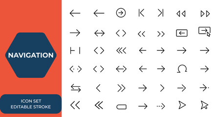 Navigation icons set for previous and next buttons. Web page arrows for user interface, web buttons to move between items. Web design elements for seamless site navigation and more.