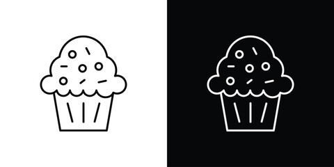 Cupcake icon linear vector icon. Editable stroke lines.