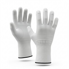 Obraz premium Two white protective gloves displayed against a clean white background.