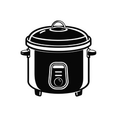 rice cooker black silhouette hand drawn detailed vector illustration