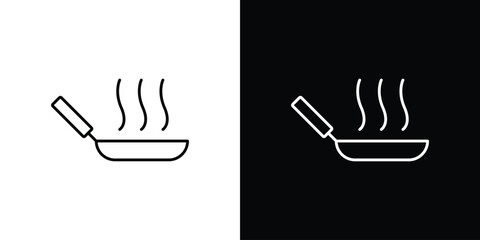 Frying pan icon linear vector icon. Editable stroke lines.