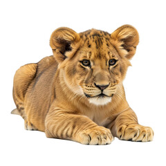 Obraz premium Lion cub portrait on a black background
