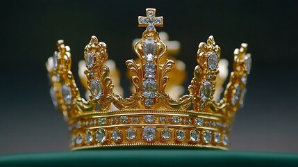 Fototapeta premium Ornate golden crown adorned with precious stones.