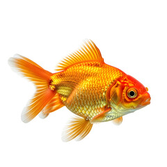 Elegant goldfish swimming against a dark background