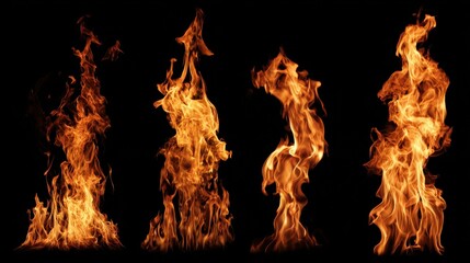 Fire flames collection png background, movement of fire flames