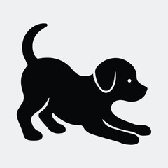 Silhouette playful dog stretching with arched back vector illustration