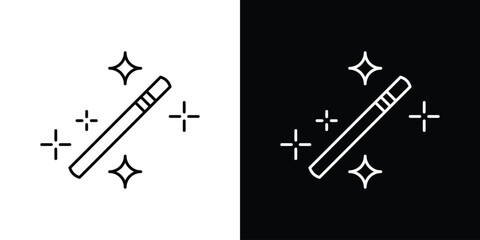 Magic wand icon linear vector icon. Editable stroke lines.