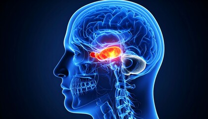 Human Head Anatomy Showing Brain Structure and Skull