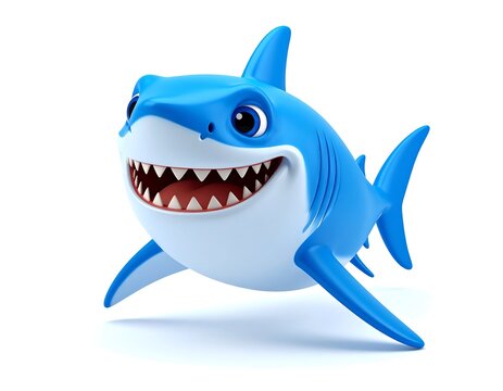 Cartoon shark smiling, running