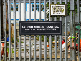 Private parking sign 24 hour access required