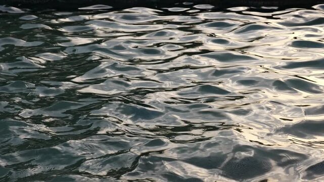Abstract water surface background: slow motion of liquid in sunset light