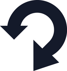 Vector art of a dark gray circular arrow indicates a repeating or cyclical process