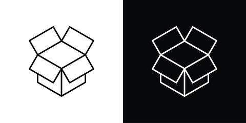 Open box icon linear vector icon. Editable stroke lines.