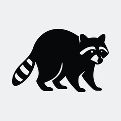 Silhouette raccoon animal standing wildlife nocturnal vector illustration