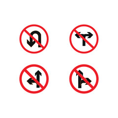 Traffic Direction Prohibition Signs Set