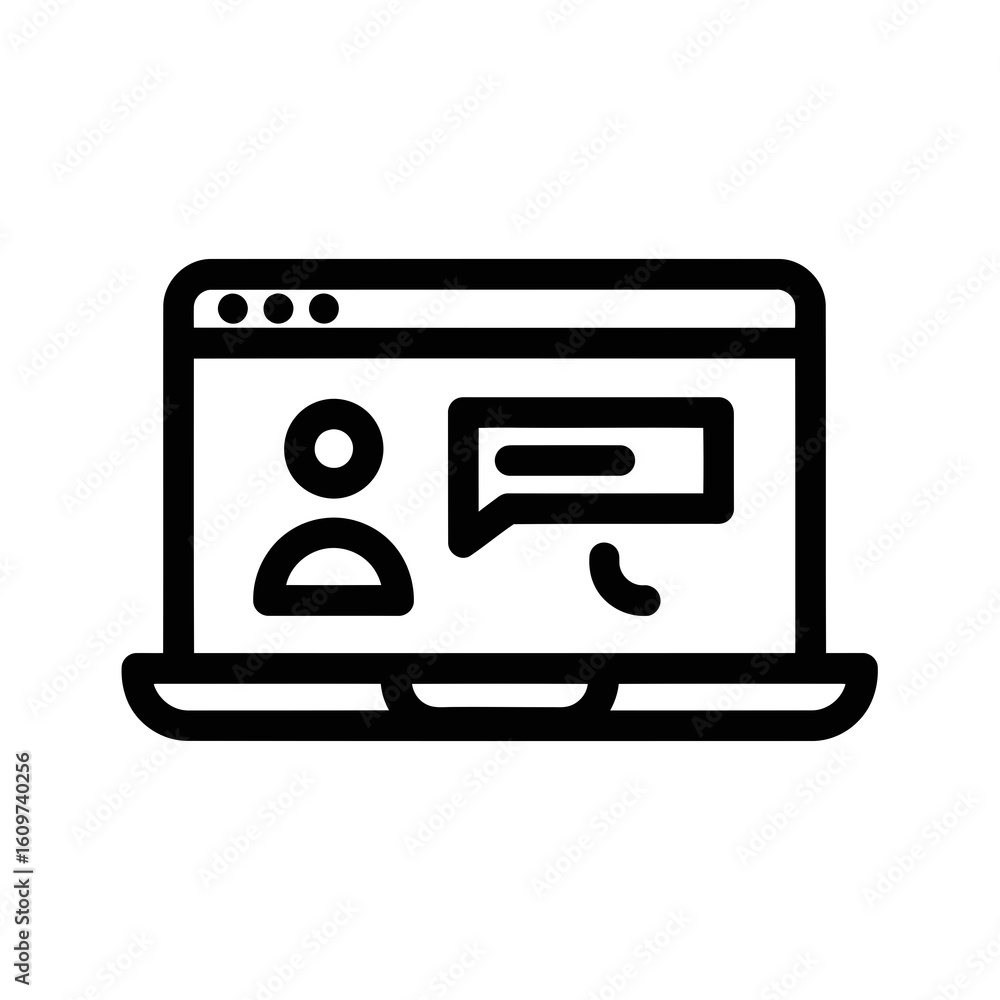 Aufkleber vector illustration of a laptop displaying a user profile and a chat bubble icon