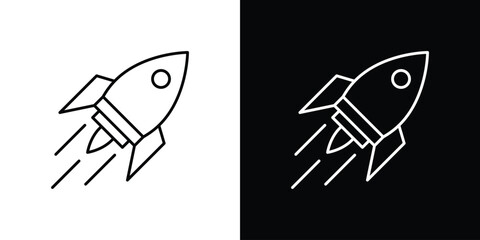 Rocket launch icon linear vector icon. Editable stroke lines.