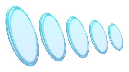Five overlapping oval shapes with blue gradient and metallic borders image