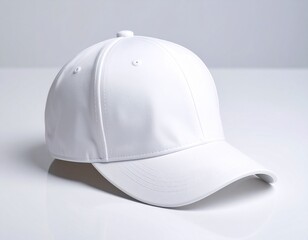 Fototapeta premium Blank White Baseball Cap: Customizable Hat for Branding & Style 