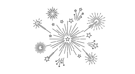 Obraz premium Festive Bright Explosion of Stars and Sparklers, Celebrating Joyful Occasions