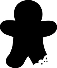 Bitten gingerbread man black silhouette vector.
cute gingerbread man cookies with bites taken off silhouette.
Holiday gingerbread man cookie.
Transparent background. svg.