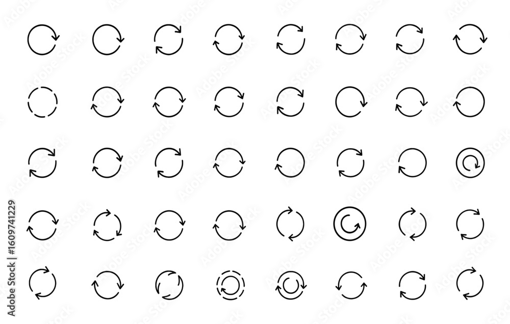 Poster circle rotation arrows set. vector flat icon of colorful recycling arrows. loop refresh reload sign 
