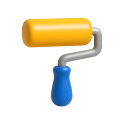 3D Paint Roller Tool Icon Isolated on White


