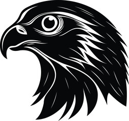 Obraz premium Bold stylized hawk head silhouette with sharp feather details