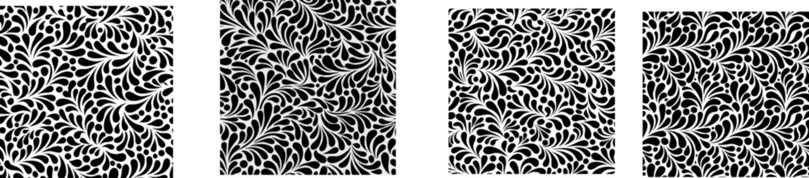 Elegant Black & White Droplet Seamless Patterns
