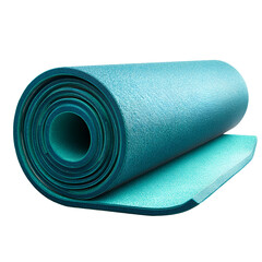 Rolled teal yoga mat fitness exercise workout gym